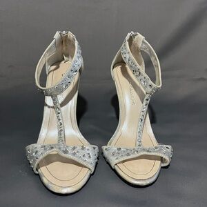 Elegant Silver Jewel Bedazzled Women's Heels
